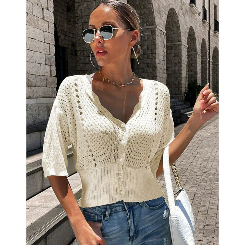 ZARA Women Lace Knit Cardigan Beach Bikini Cover Up Sun Protection